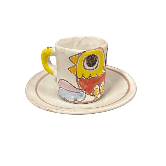 Desimone Italy 13 Signed Vintage Hand Painted Bird Art Pottery Cup and Saucer - Picture 2 of 7